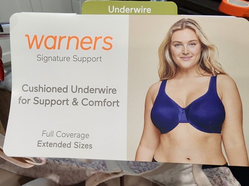 NWT Warners Signature Support Underwire Unlined Full Coverage Bra 35002A Sz 42D - Picture 7 of 8