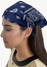 Bandana Head Scarf Navy NWT Elastic Back Cotton Fun Gift Festival Wear