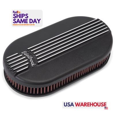 Edelbrock 41153, Kit Billet Alum. Sin Fits gle Carb A/C - Small Oval- Black - Picture 1 of 9