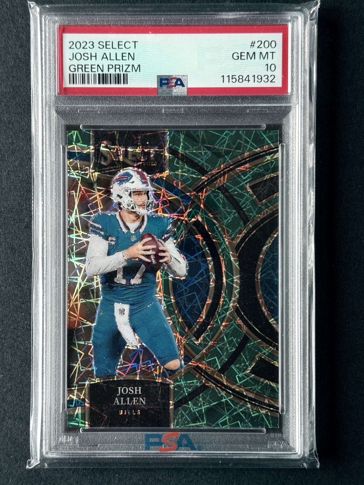 2023 Josh Allen Panini Select Premier Level Green Prizm /5 PSA 10 #200 Bills