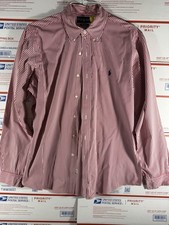 Polo Ralph Lauren Long Sleeve Button Down Sz Large Red Striped Custom Shirt
