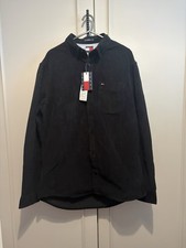 Image of TOMMY HILFIGER TOMMY JEANS REGULAR FIT MEDIUM COTTON CORDUROY BLACK SHIRT NEW