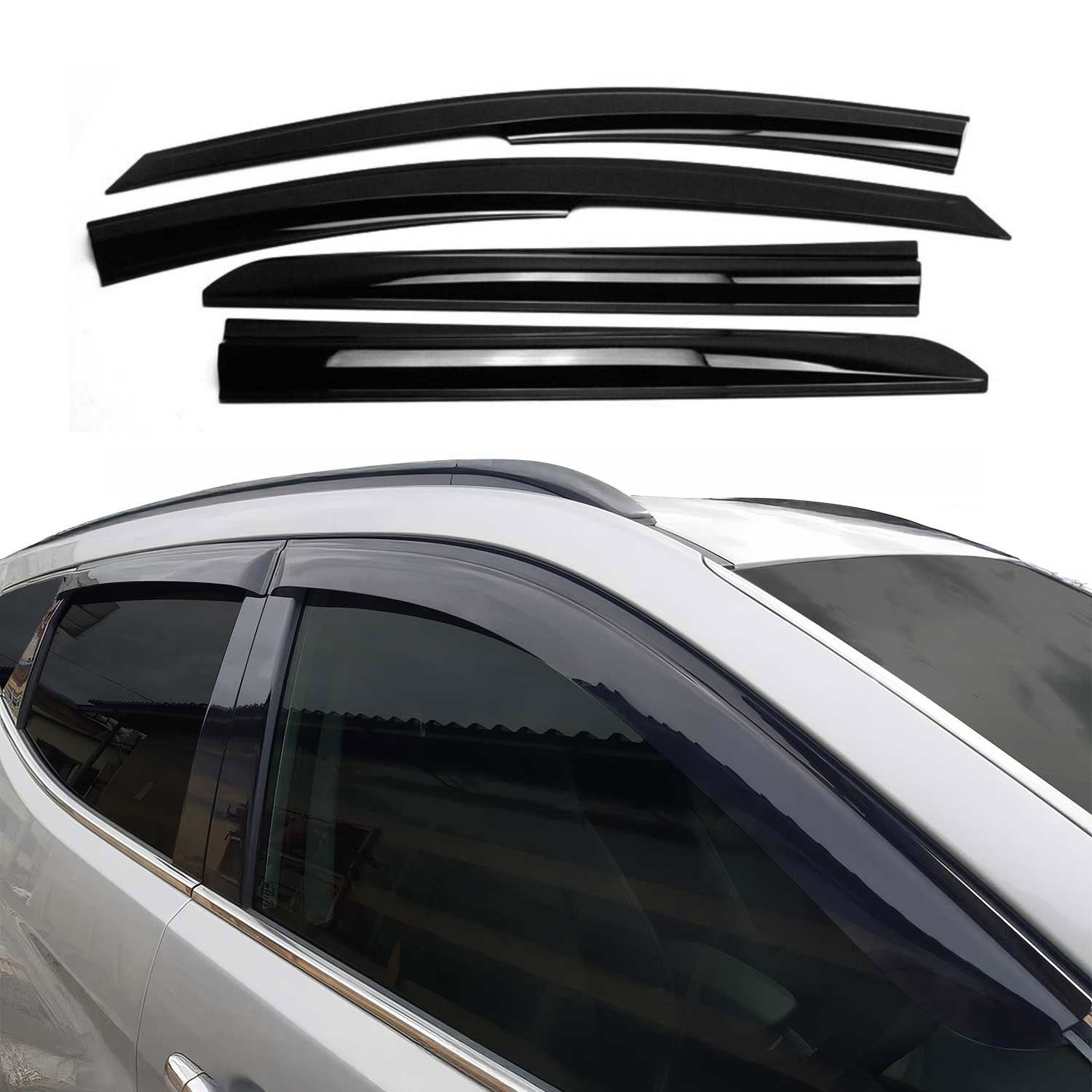 Déflecteurs de vent aérodynamiques Hyundai Bayon en acrylique teinté anti-UV 4 pièces