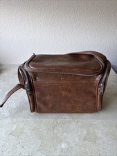 Vintage Brown Faux Leather Camera Compartment Case Bag9.5 X 8 X 5