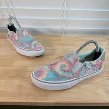 Vans Asher Sneakers Women's Multicolor Tie-Dye Slip On Skateboard Shoes - 10