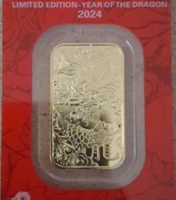 Argor-Heraeus 2024 Year of the Dragon 1 oz Gold Bar 999.9 Fine Limited 4000.00 per troy oz