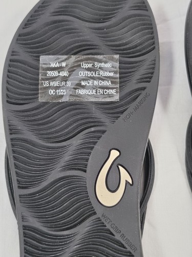 WOMEN'S OLUKAI BLACK 'AKA KNOTTED STRAPS BEACH/POOL FLIP FLOP SANDALS SIZE 9 NWT - Picture 8 of 11