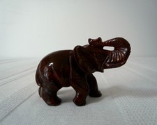 RED JASPER 2.85" carved stone figurine LUCKY ELEPHANT healing crystal gemstone