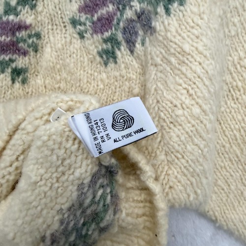 Vintage L.L. Bean Sweater Womens Medium White Wool Fair Isle Knit Hong Kong, Size M, $35 - Photo 17