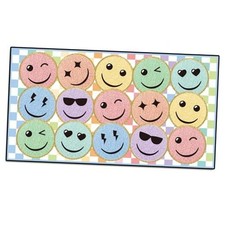 1 Pack Large Pastel Face Classroom Area Rug 12.1' X6. 5' Base Checkerboard