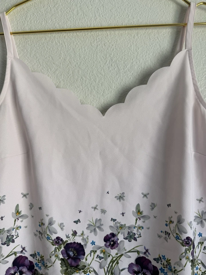 Camiseta sin mangas Ted Baker romántica floral boho vieira cuello en V cami femenina Y2k Top S Foto 4 de 4