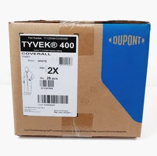 New Dupont Tyvek 400 Plain White Zip-Up Coveralls 2X, Case of 25 Pieces TY120S