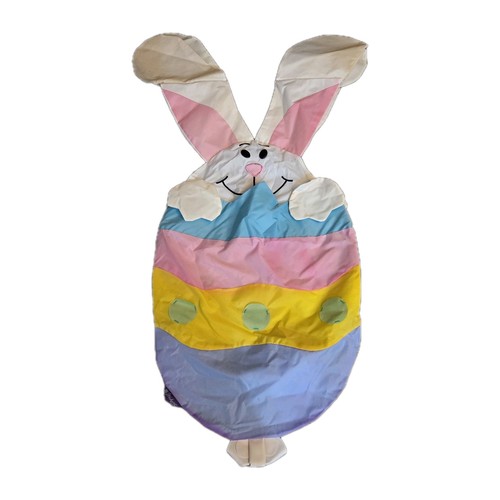 Vintage Windsport Flag By Ganz Easter Basket with Bunny Colorful Rare