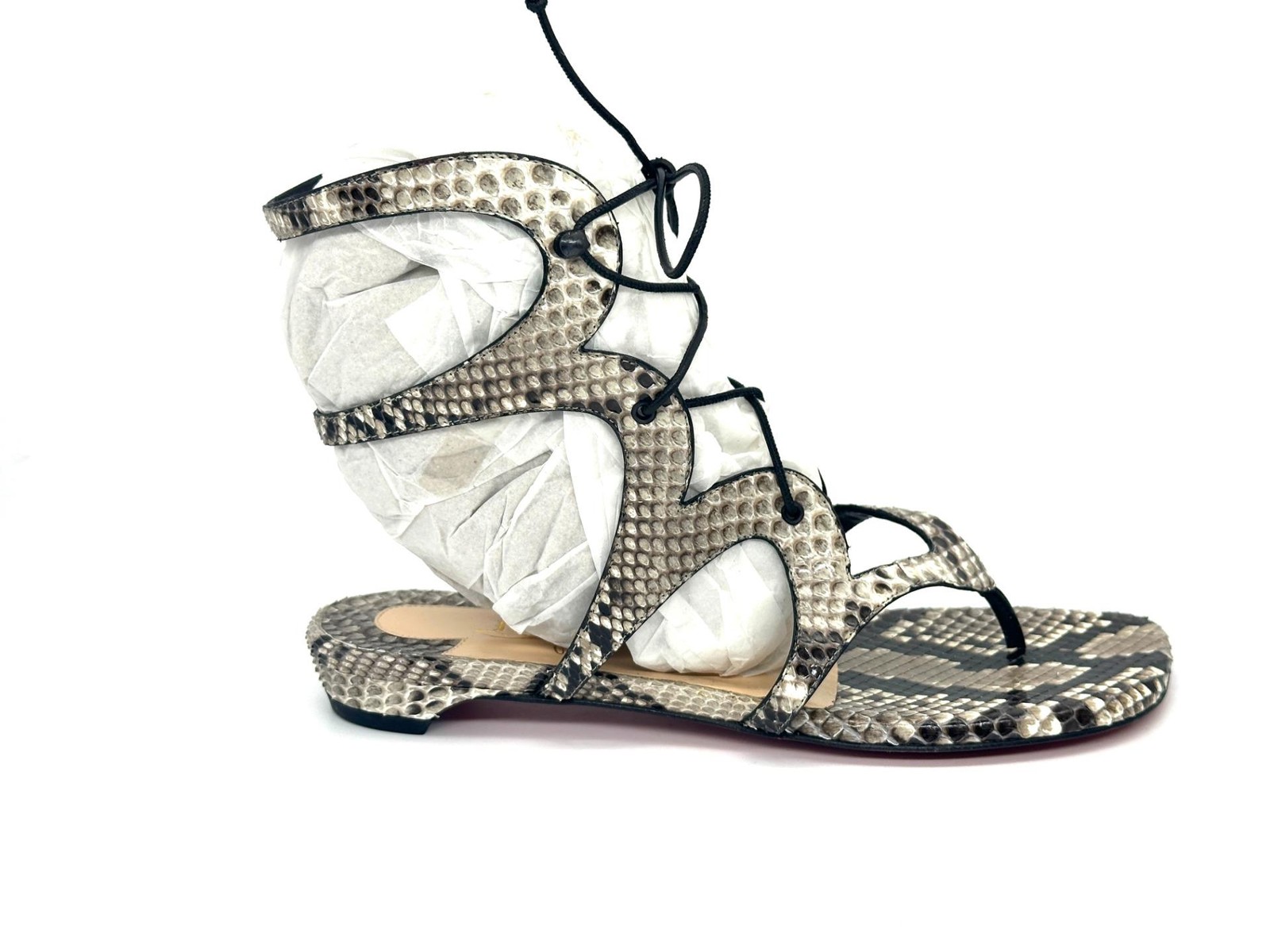 Christian Louboutin GIRAFINA Low Python Snake Gladiator Flat Sandals Shoes $1395 image 10