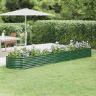 Garden Planter Powder-Coated Steel Green 368x80x36 cm Outdoor Raised Bed Durable