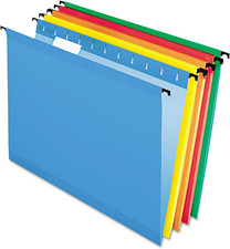 SureHook Reinforced Hanging Folders, Letter Size, Assorted Colors, 1/5 Cut, 20/B