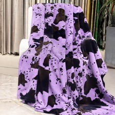 Purple Throw Blanket for Size 50" x 60" 130 x 150 Cm , Cow Back
