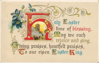 Holy Easter, Time of Blessing - Vintage 1912 Postcard - Holidays, Colorful!