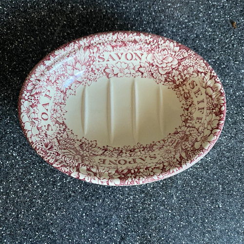 Mason's Wedgwood Crabtree & Evelyn Red Floral Soap Dish and Cup Set England Lot - Picture 3 of 12