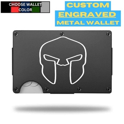 Custom SPARTAN HELMET #5 Laser Engraved Wallet - Pick A Wallet Color
