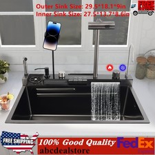 Digital Display Stainless Steel Kitchen Sink Single Slot with Faucet Cup Washer