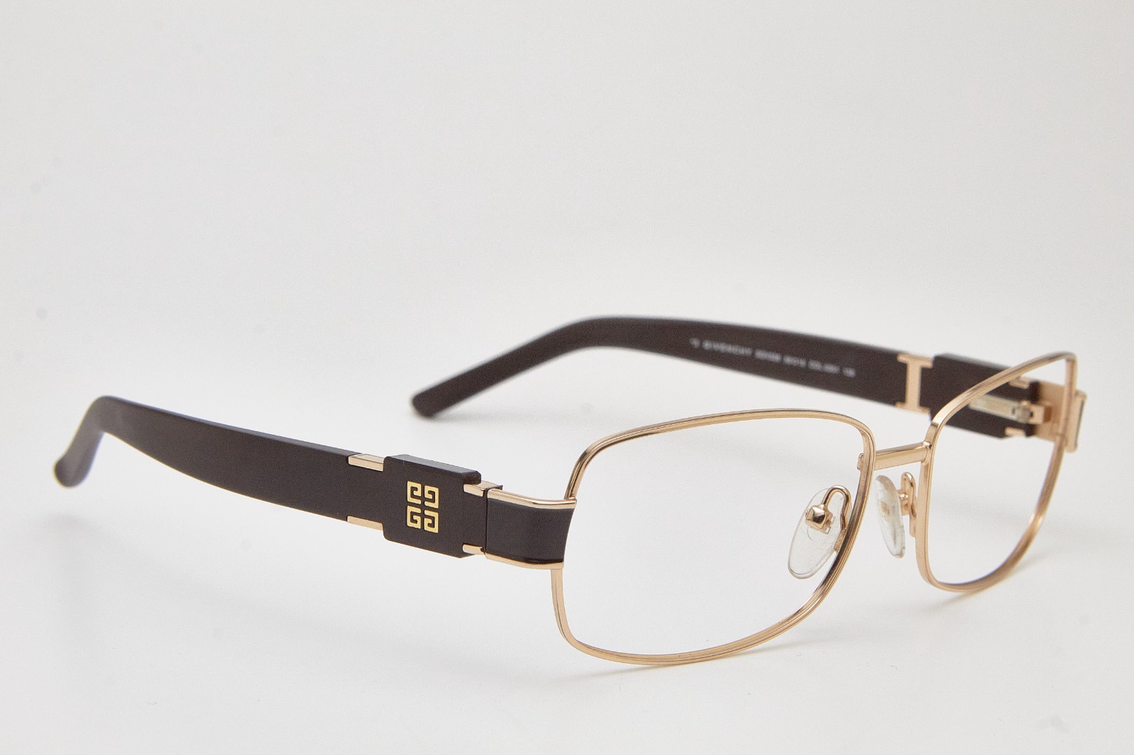 GIVENCHY SGV328 Eyeglasses Gold Dark Brown Temple Logo Rectangle thumbnail 9