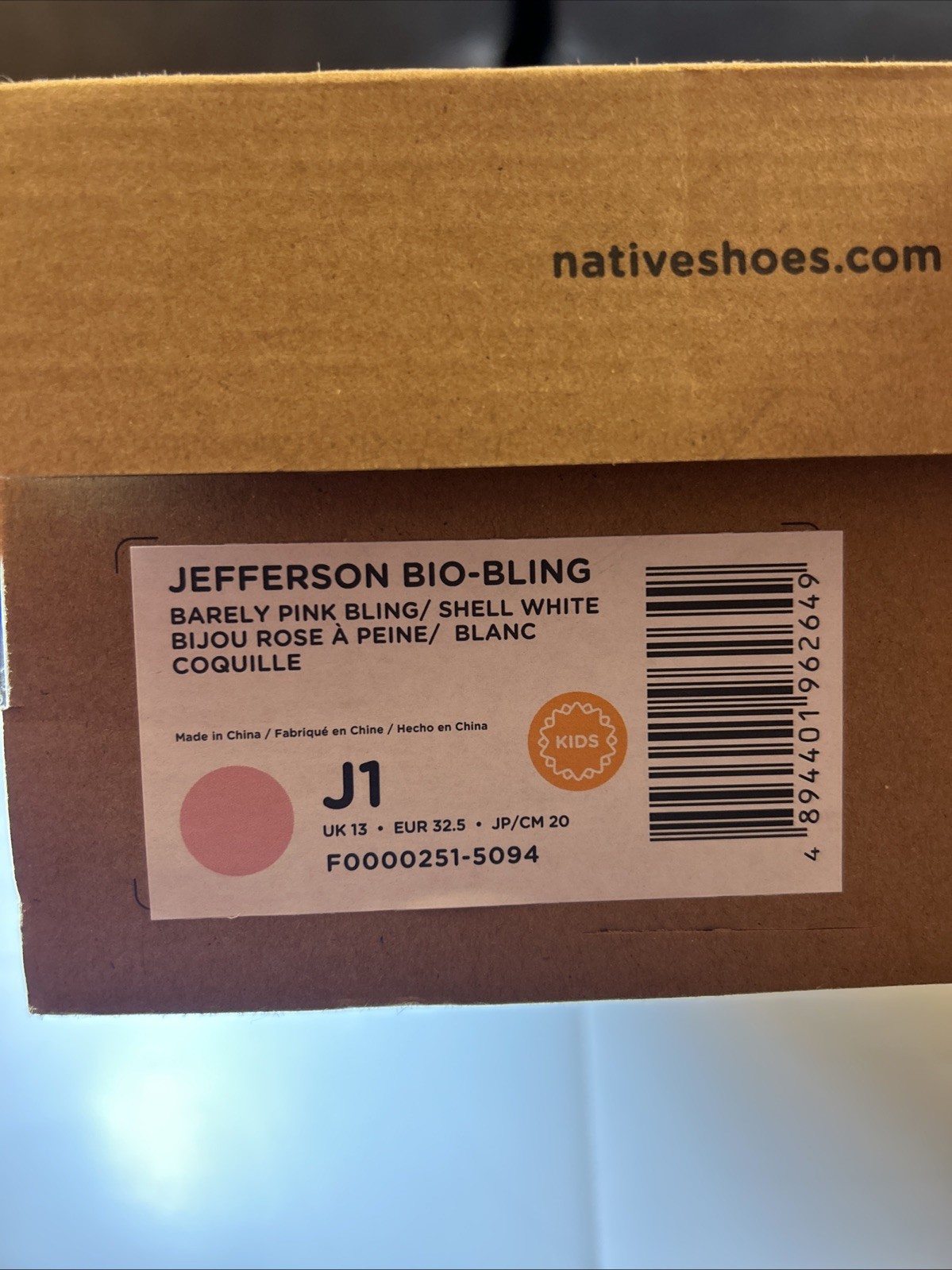 Native Shoes Unisex-Child Jefferson Bio-Bling (Little Big Kid) Sneaker Size J1