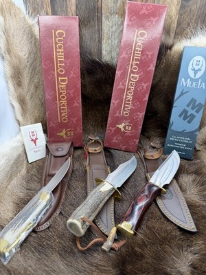 Three (3) Muela Bison, PG-20A, & Kodiak Knives With Sheaths Mint In Boxes +++