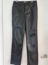 Good American Faux-Leather Straight-Leg Trousers in Black sz 14
