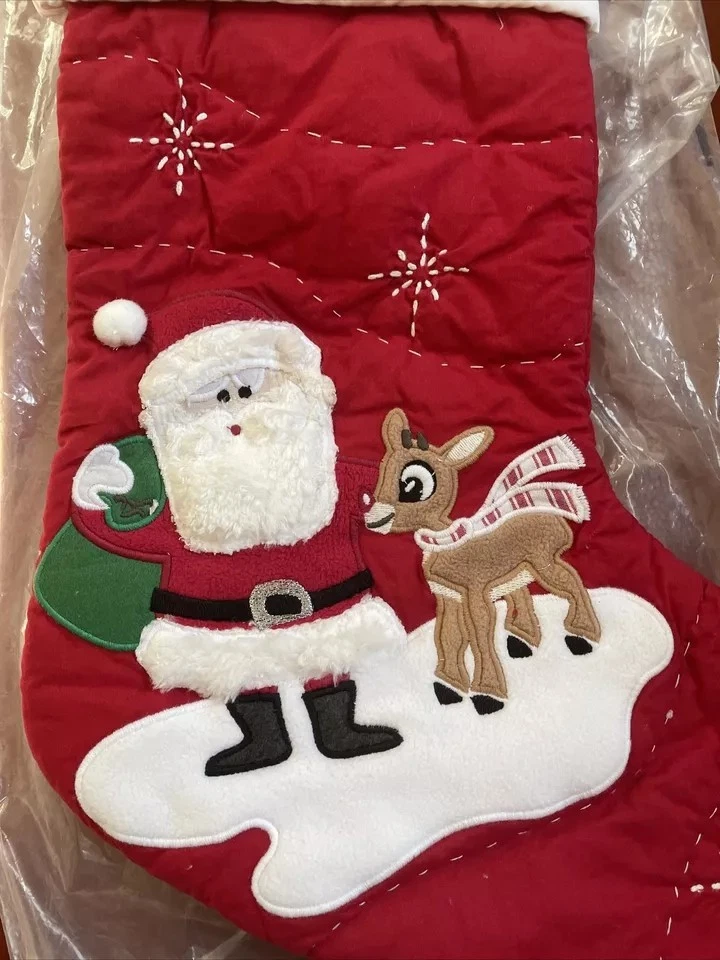 Meia de Natal Pottery Barn Holiday Papai Noel Disney presente festa Rudolph criança vermelha - Imagem 2 de 3