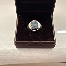 Silver engraved pattern Signet Ring Size N