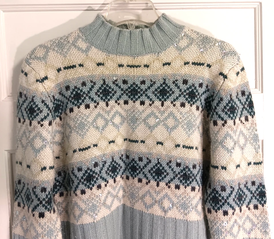 Suéter de Cachemira Neiman Marcus De Colección Wn XL Lana de Cordero Angora Isla Feria Islandés Foto 2 de 4