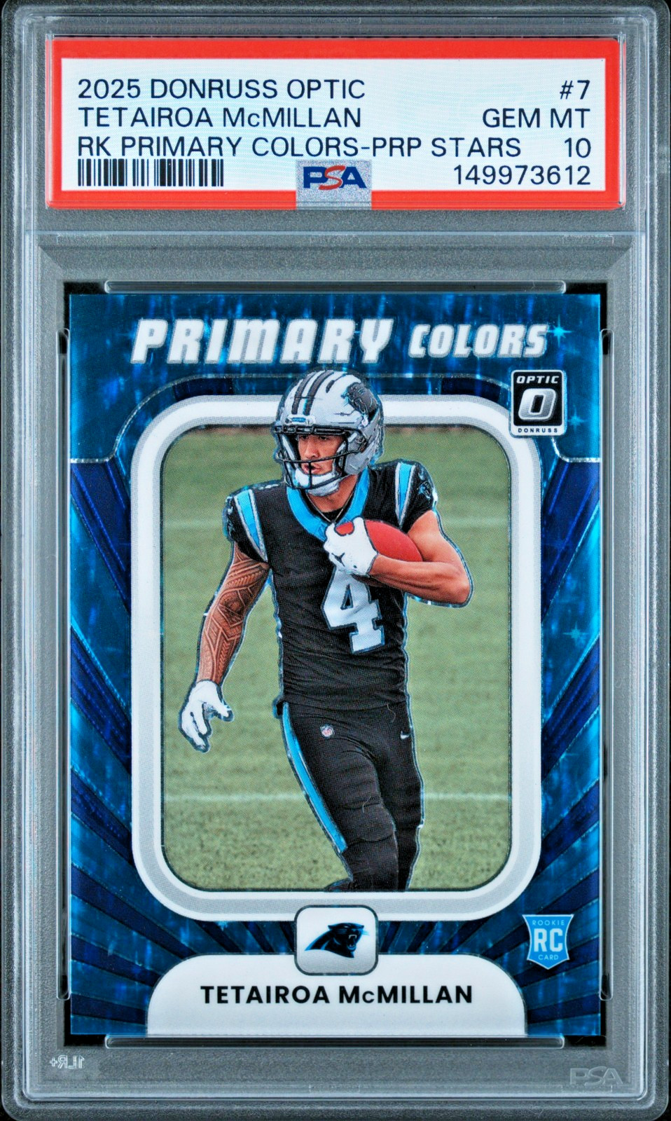 Tetairoa McMillan Panini Donruss Optic Rookie Primary Colors #7 Purple Stars