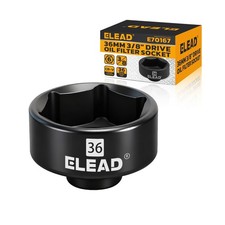 ELEAD 36 mm Oil Filter Socket Wrench, 3/8'' Drive 6-Point Oil-Filter Removal ...