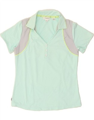 Calvin Klein Damen Golf Poloshirt UK 10 Small Türkis Colourblock UA08