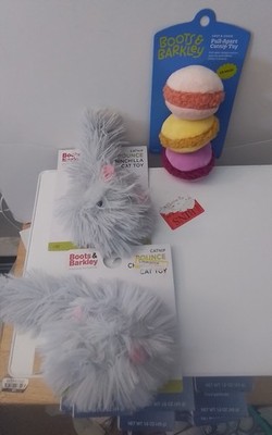 3 Count Boots and Barkley Cat Toys (Pull Apart and Catnip)