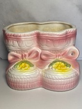 Baby Shoes Planter Vtg Ardco Japan Ceramic Booties Pink