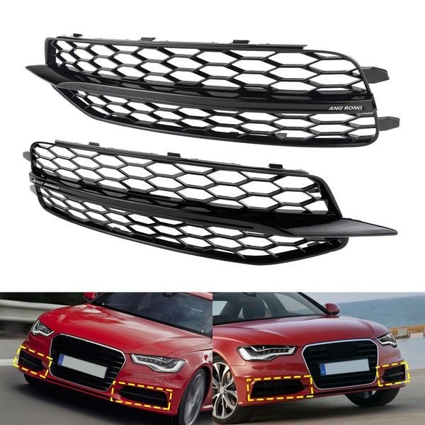Links+Rechts Vorne StoßStange Nebel Licht Waben Gitter FüR Audi A6 C7 S-LINE-image