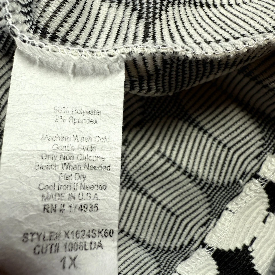 Renee C. Black White Womens 1X Plus Geometric Stretch Knee Length USA Made Skirt - Image 4 of 4