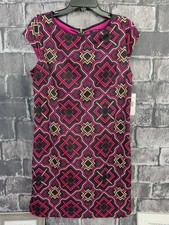 Blu Sage Women's Size L Multicolor Shift Mini Dress Cap Sleeve Back Zipper NWT!