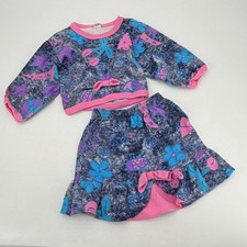 Vintage 80s Acid Wash Sweatshirt Skirt Set 6 6X