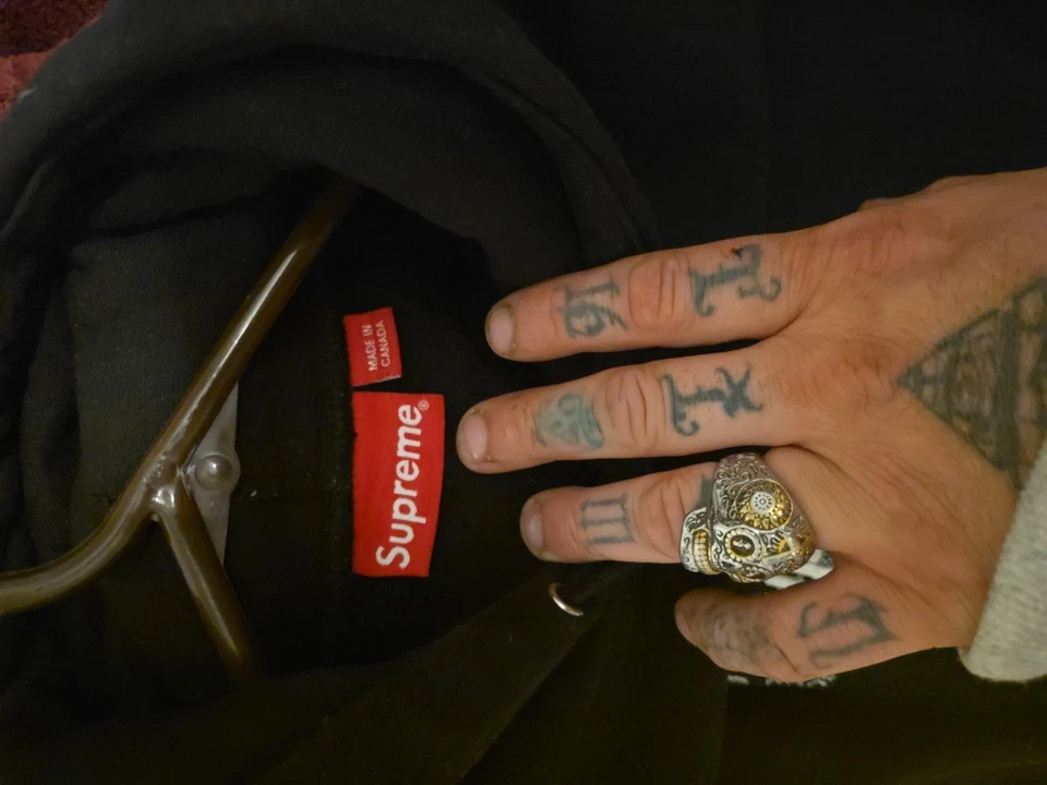 Auténtica sudadera con capucha Supreme Bandana con logotipo de caja negra blanca FW19 talla XL Foto 3 de 4