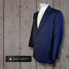 Bachrach Blazer Jacket Mens 44R Solid Navy Wool Modern Two Button Double Vent