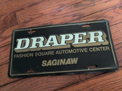 Vintage Fashion Square Draper Saginaw Michigan License Plate Metal 13
