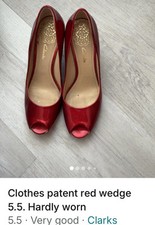 Clarkes Red Patent High Wedge 5.5