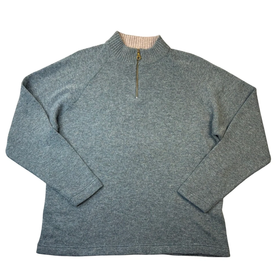 Suéter Pullover Pendleton Para Hombres Grande 1/4 Cremallera Mezcla Lana de Cordero Verde Foto 2 de 4