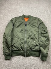 Alpha Industries MA-1 Bomber Jacket Mens Small Green Reversible Pilot Aviator