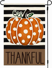 Thanksgiving Fall Garden Flag 12X18 Inch Double Sided for Outside, Thankful Polk