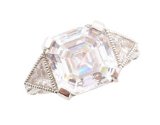 925 Sterling Silver Vintage Ring Square  Triangle Cut CZ  Sz 7 RG31087