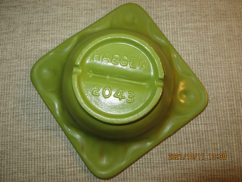 Vintage ~ Haeger Ashtray # 2043 Green & Black Square MCM Good Condition. Clean!! - Picture 4 of 5